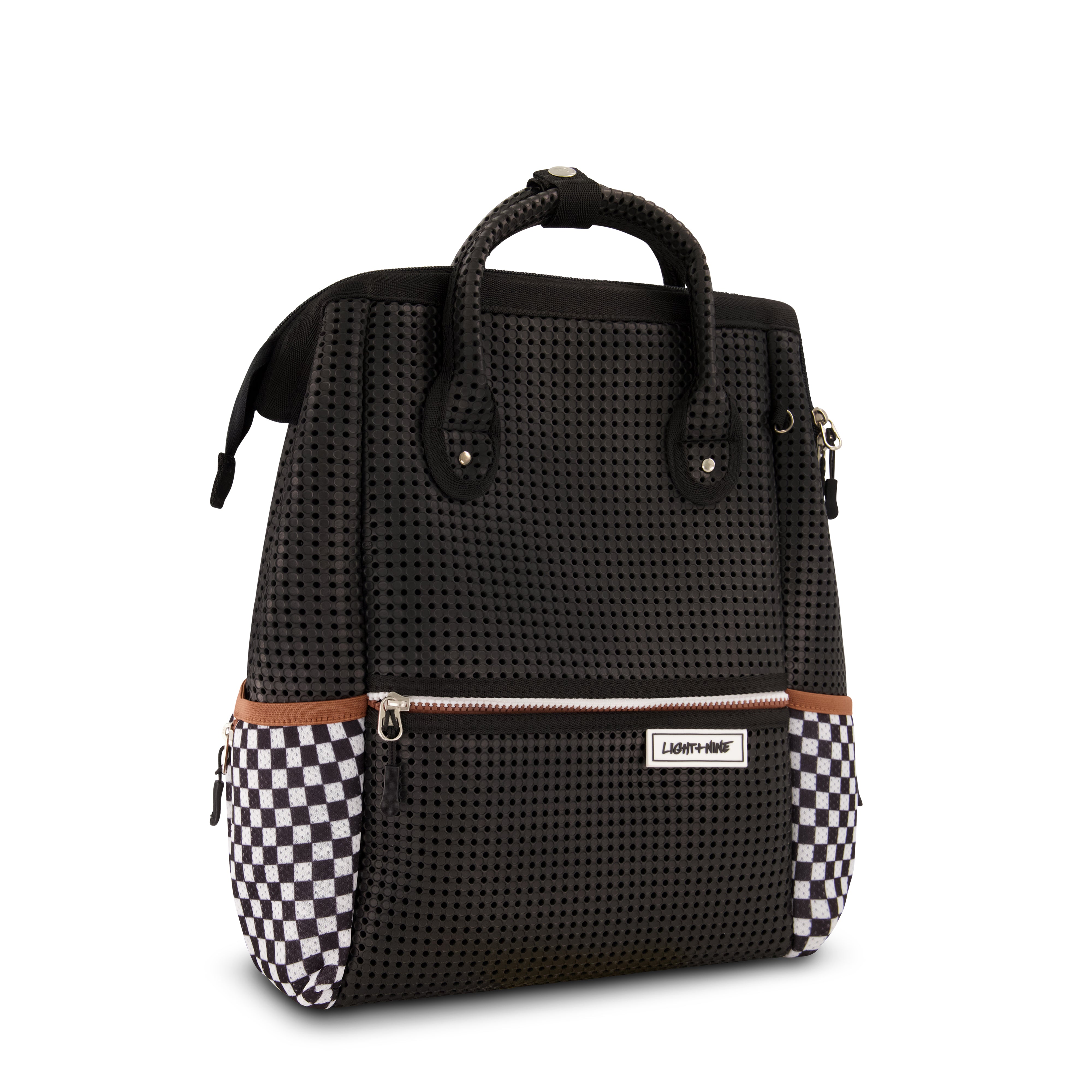 Black and grey checkered mini backpack (B166) – The Style Bar Boutique